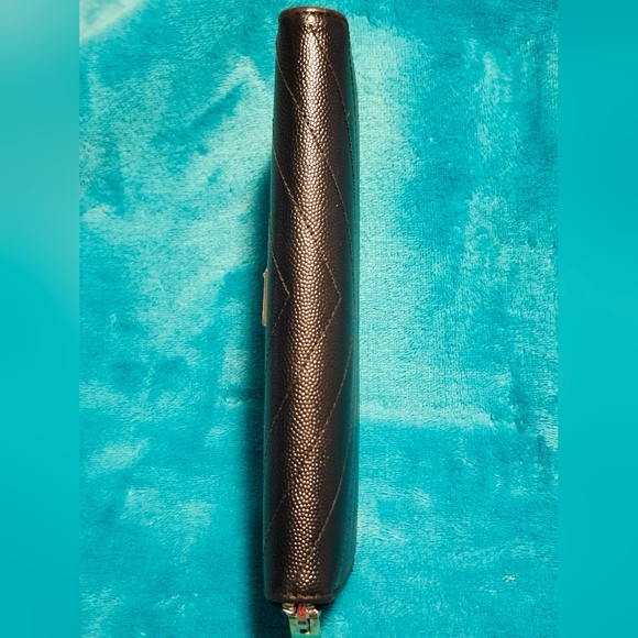 YSL Zip Around Black Quilted Wallet with Gold Logo w/ Box - Picture 9 of 16